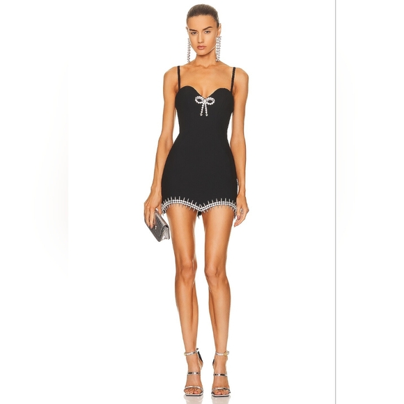 AREA Dresses & Skirts - AREA Crystal Embellished Spike Sleeveless Mini Dress In Black US 10 Org $1,495